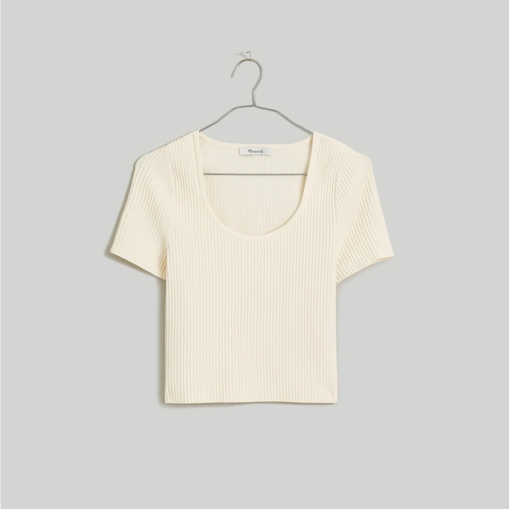 Madewell Ivory Ribbed Crop Top